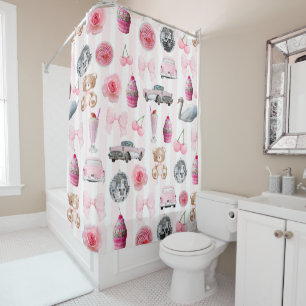 Monogram Blush Pink Retro Disco Ball Coquette