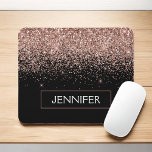 Monogram Blush Pink Rose Gold Glitter & Sparkle Mouse Pad<br><div class="desc">Rose Gold - Pink and Black Faux Glitter Sparkle Elegant and Modern Chic Trendy Luxury Monogrammed Mouse Pad. These monogram - add your own name customized mousepad can be updated with your name.</div>