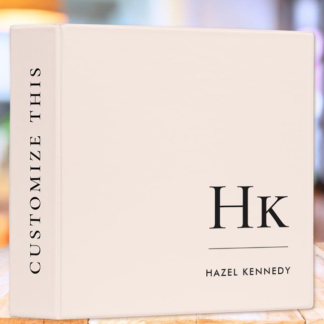 Monogram | Blush Pink Simple Elegant Monogrammed Binder (Creator Uploaded)