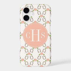 Monogram Blush Rose and Horseshoe