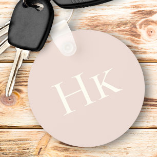 Monogram Blush Rose Ivory Monogrammed Initial Keychain