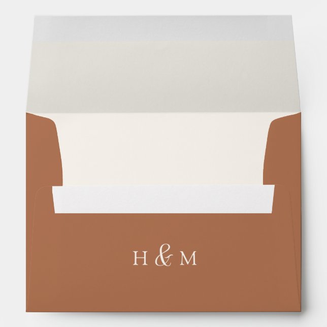 Monogram Bohemian Burnt Orange Return Address Enve Envelope (Back (Bottom))