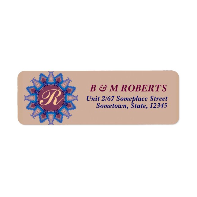 Monogram Bohemian Earth Address Label (Front)