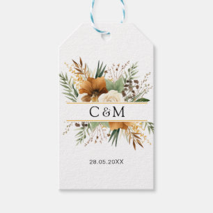 Monogram, boho ,elegant flower boquet gift tags