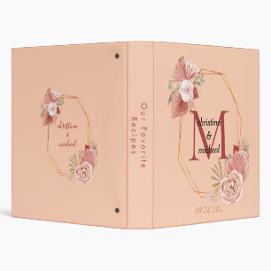 Monogram Boho Floral Heart Recipe Binder   Elegant