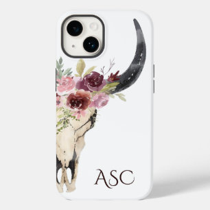 Monogram Boho Floral Skull Case-Mate iPhone 14 Case