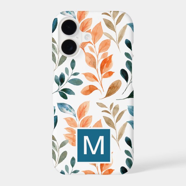 Monogram Boho flower leaf iPhone Case (Back)