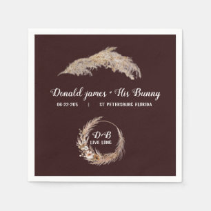 Monogram Boho Terracotta Burnt brown Wedding Napki Napkin