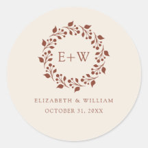Monogram Boho Terracotta Burnt Orange Sticker