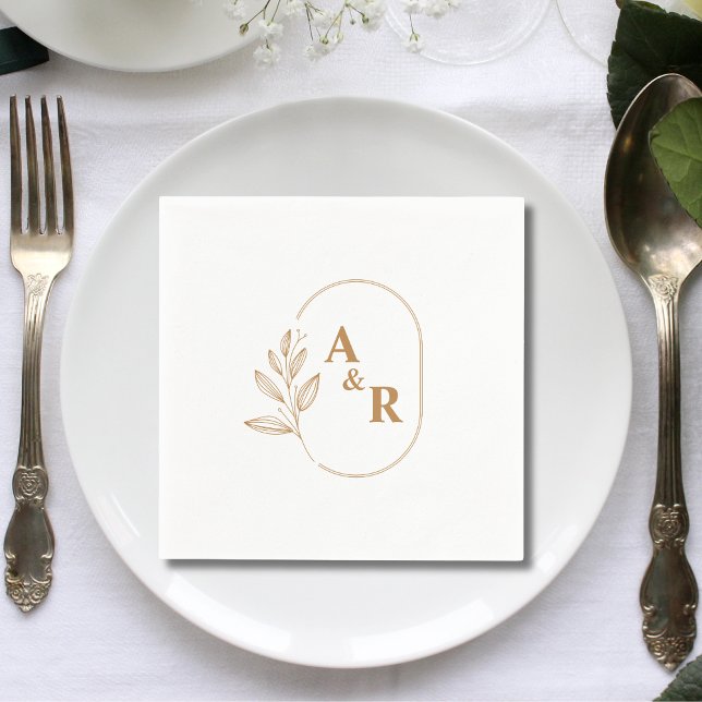 Monogram Boho Terracotta Custom Wedding Paper Napkin (Creator Uploaded)