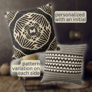 Monogram bold geometric pattern boho throw pillow