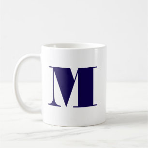 Monogram Bold Modern Minimalist Navy White Mug