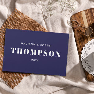  Monogram Bold Modern Simple Navy Blue Wedding Guest Book