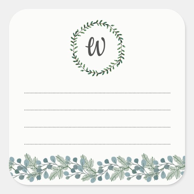 Monogram bookplate, neutral gender book sticker (Front)