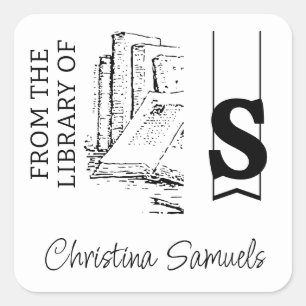 Monogram Bookplate Sticker