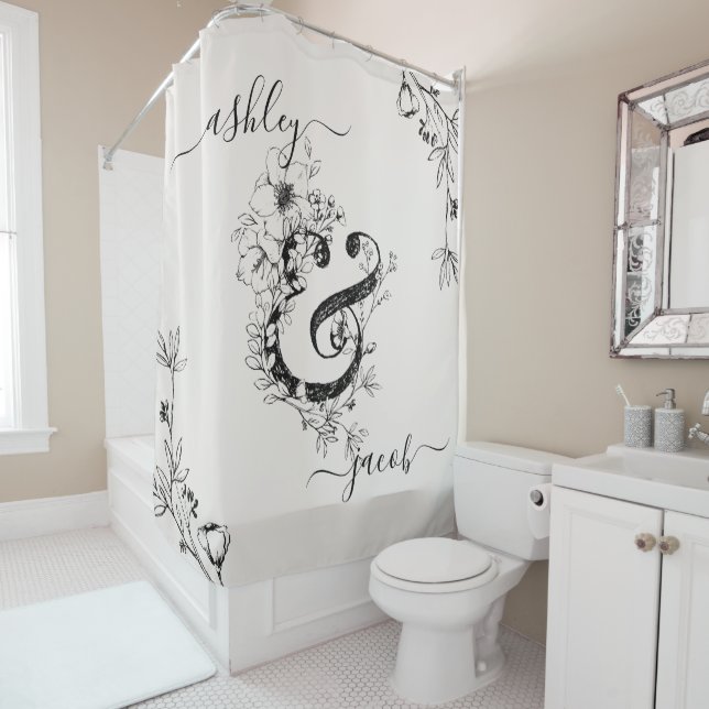 Monogram Botanical Ampersand Modern Script Blush (In Situ)