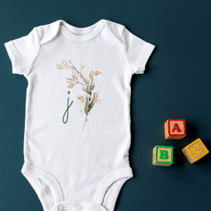 Monogram Botanical Eucalyptus Modern Premium Baby Bodysuit