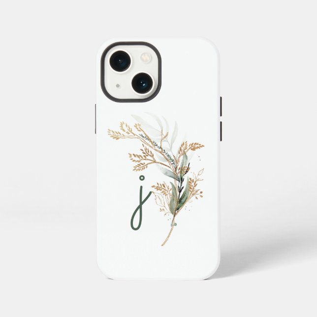 Monogram Botanical Eucalyptus Modern Premium iPhone Case (Back)