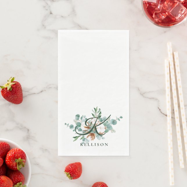 Monogram Botanical Floral Guest Towels Napkin (Insitu)