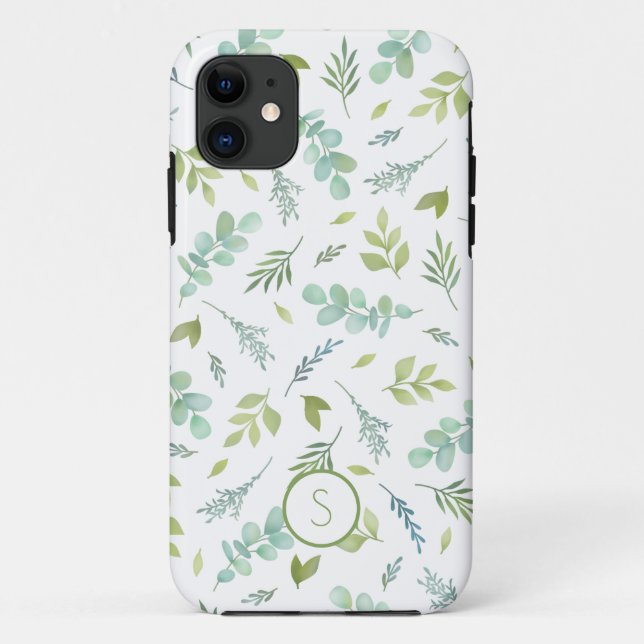 Monogram Botanical Leaf Case-Mate iPhone Case (Back)
