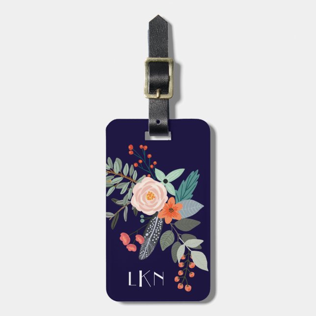 Monogram Botanical Luggage Tag (Front Vertical)