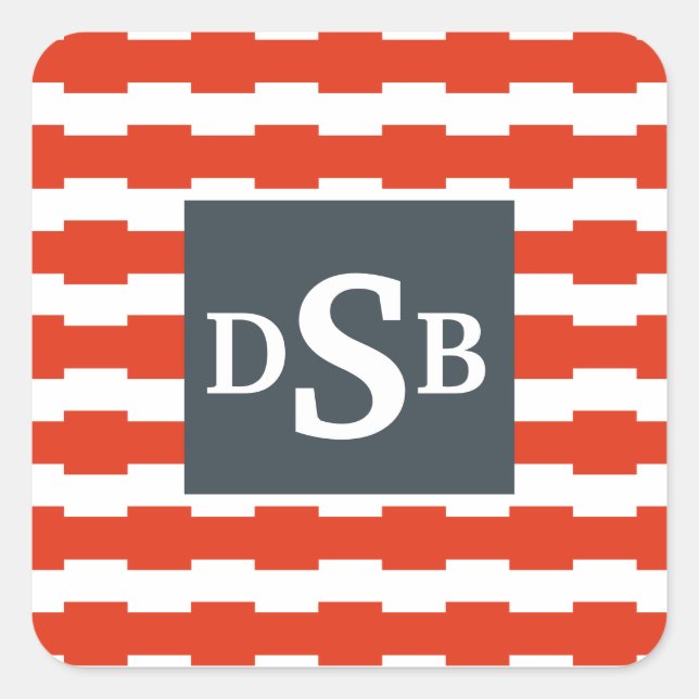Monogram Boxstripe Pattern Square Sticker (Front)