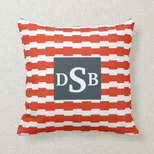 Monogram Boxstripe Pattern Throw Pillow