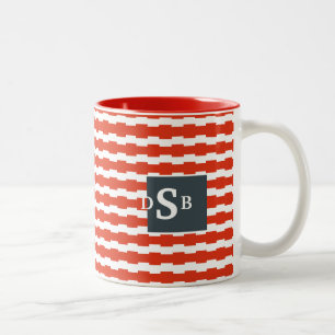 Monogram Boxstripe Pattern Two-Tone Coffee Mug