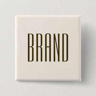 Monogram, Brand or Business Name   Off-white Brown 2 Inch Square Button