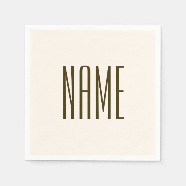 Monogram, Brand or Business Name | Off-white Brown Napkin (Front)