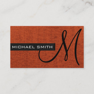 Monogram Brick Red Elegant Canvas Business Card