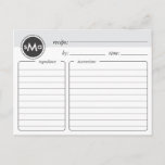 Monogram Bridal Shower Recipe Card<br><div class="desc">Start the bride off right with a collection of recipes from all her shower guests. Include this recipe card in the bridal shower invitation.</div>