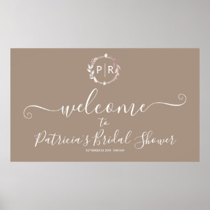 Monogram Bridal Shower Welcome Sign Banner