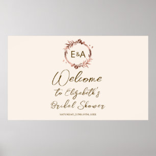 Monogram Bridal Shower Welcome Sign Banner