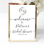 Monogram Bridal Shower Welcome Sign Foam Board<br><div class="desc">A simple chic monogram watercolor floral grey, cream and beige bridal shower welcome sign foam board. Easy to personalize with your details. Modern boho bridal shower welcome sign foam board editable, customizable, calligraphy handwritten font, simple, elegant. CUSTOMIZATION: If you need design customization, please contact me through chat; if you need...</div>