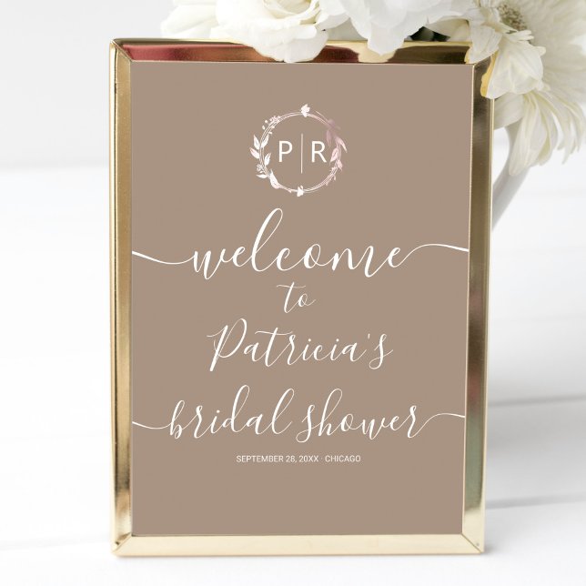 Monogram Bridal Shower Welcome Sign Foam Board (Creator Uploaded)