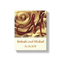 Monogram Bride and Groom with Gold Roses