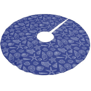 Monogram Bright Blue Shell Pattern Brushed Polyester Tree Skirt