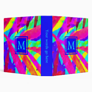 Monogram Bright Colourful Pattern 3 Ring Binder