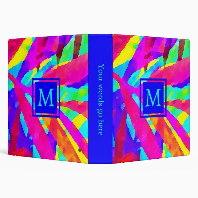 Monogram Bright Colourful Pattern  3 Ring Binder (Background)