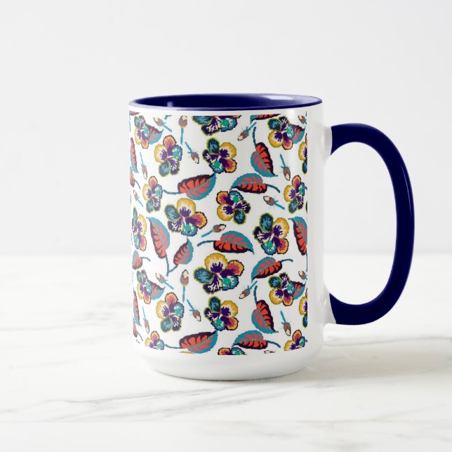 Monogram | Bright Hibiscus Pattern Mug (Right)