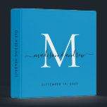 Monogram Bright Ocean Blue Script Wedding Album Binder<br><div class="desc">Elegant Monogram Bright Ocean Blue Script Name Wedding Memories Photo Album Story 3 ring binder</div>