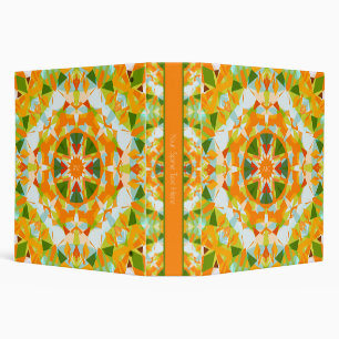 Monogram Bright Orange Green Star Back to School Binder