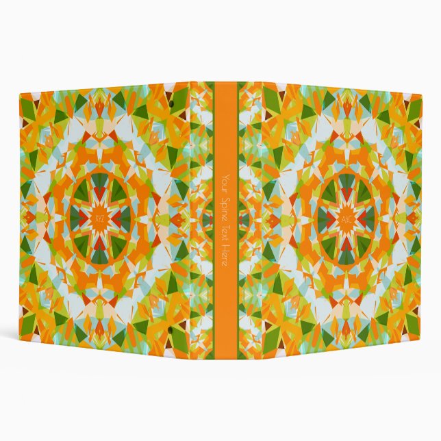 Monogram Bright Orange Green Star Back to School Binder (Background)