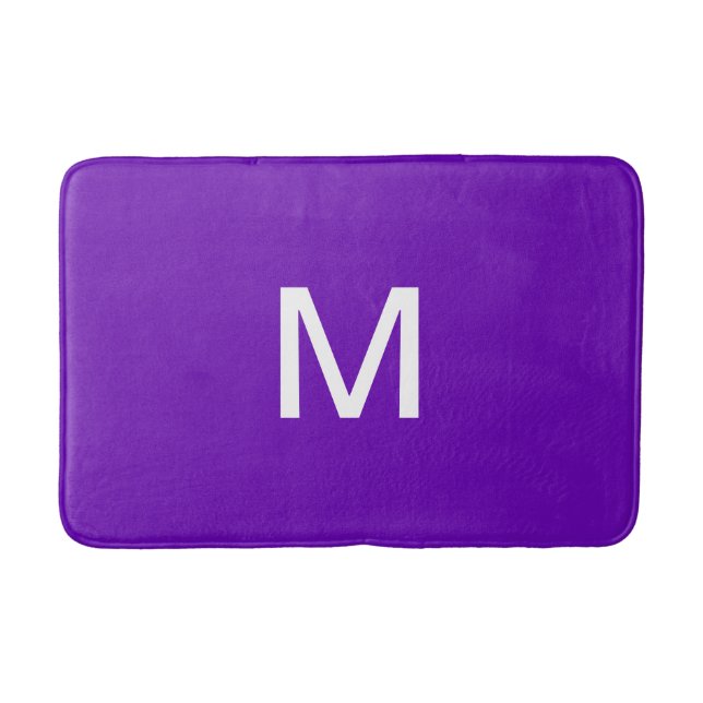 Monogram Bright Purple White  Bath Mat (Front)