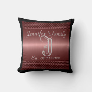 Monogram Bronze Metallic Holes Metal Look Throw Pillow