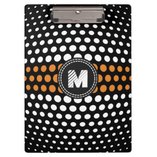 Monogram Bronze & White Polka Dots Pattern Clipboard