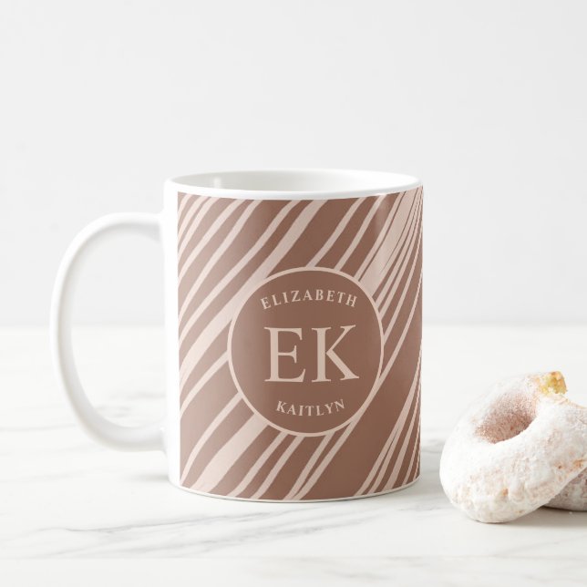  Monogram Brown Abstract Coffee Mug (With Donut)