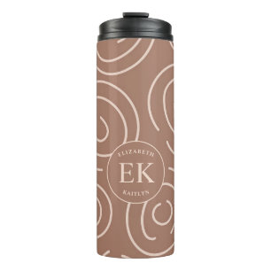  Monogram Brown Abstract Thermal Tumbler