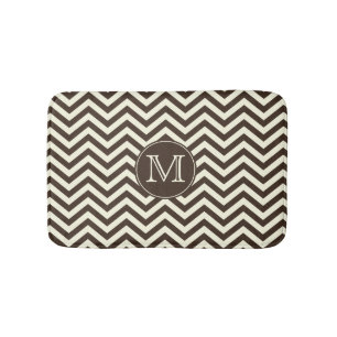 Monogram Brown and Cream Chevron Bath Mat